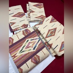 Wamsutta AZTEC Southwest Navajo VTG Bed Sheets SET pillow Cases Top Sheet Fitted